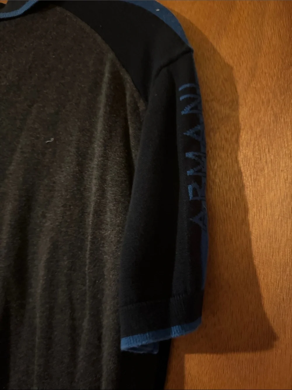 A/X Armani Exchange Men's Black Polo with Blue Trim and brownish back (mlb)